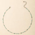 European and american cross-border hot-selling jewelry: minimalist, fresh, green beaded square & round bead necklace - fashion jewelry choker - geometric design