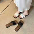 French flats internet celebrity square toe fashioneasiest for match one-line slippers new arrival summer style fairy braided outwear sandals women