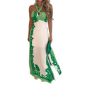 2025 summer new arrival: european and american style halter neck sexy color block fashion vacation beach long printed dress - women's apparel