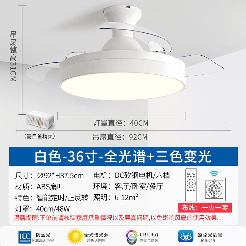 Zhongshan Lighting Fan Light 2025 New Home Living Room Invisible Ceiling Fan Light Nordic Restaurant Simple Fan Chandelier