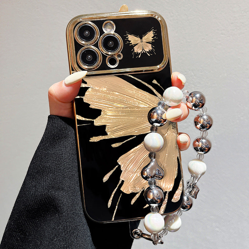 Large window electroplating suitable for apple 15pro butterfly starry sky mobile phone case iphonexr/13 bracelet soft protective cover