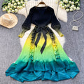 Miya foreign trade premium banquet gown - gradient ruffle detail, heavily pleated, slim-fit long dress
