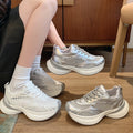 European chunky platform silver dad shoes 2025 new fashion versatile summer mesh breathable women's athletic trendy sneakers
