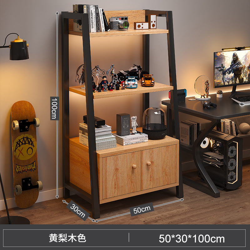 Shelf Floor-to-ceiling storage shelf Multi-layer bookshelf E-sports room Computer table Locker Wrought iron trapezoidal display shelf