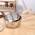 304 stainless steel flat-bottom japanese yukihira pan - non-stick, induction compatible, suitable for soups, milk, baby food, and deep frying