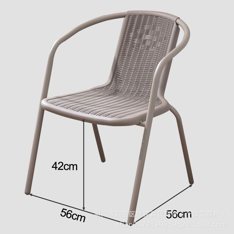 Rattan backrest chair for home chair plastic stool thickened backrest casual chair dormitory for home dining chair mahjong chair