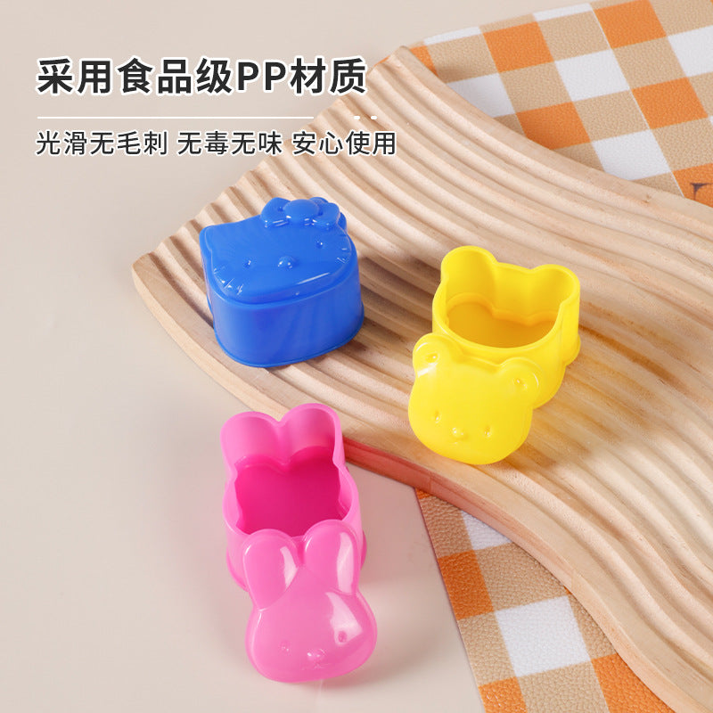 Diy animal mini onigiri molds - cute bunny three-piece set, cartoon bento box, kids' sushi tools - cross-border
