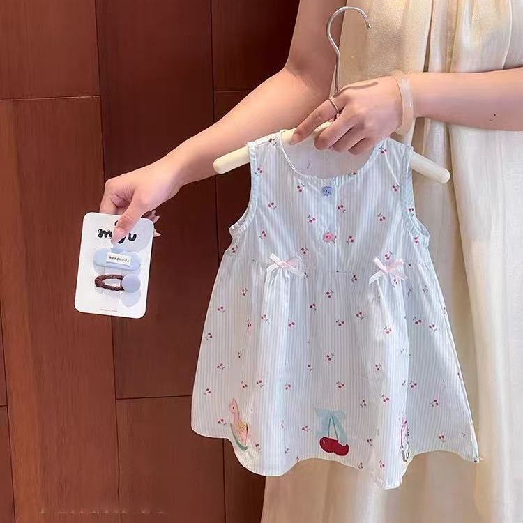 Summer new arrivals: stylish and trendy cartoon tank dress for baby girls - casual summer outfit