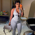 European and american style ins cross-border streetwear women's halter v-neck casual pants set - unique polka dot low-cut sexy two-piece outfit