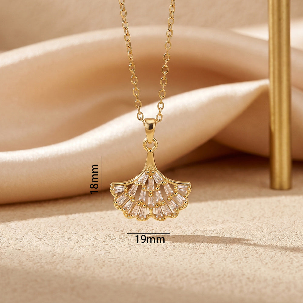 Popular internet celebrity smart ginkgo leaf diamond necklace accessible luxuryniche style women's easiest for matchfashion non-fading clavicle chain jewelry