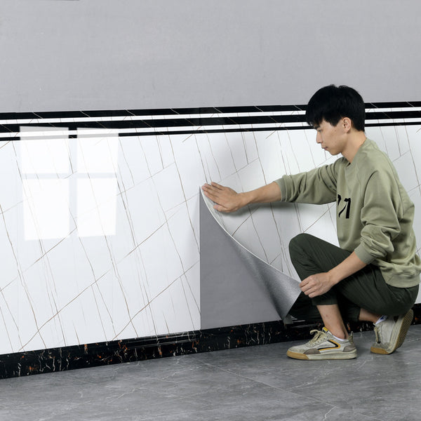 Wall skirt self-adhesive wallpaper ceramic tile aluminum-plastic panel waterproof and anti-collision household living room commercial store renovation decorative wall panel
