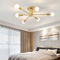 wholesale creative bedroom multi-head ceiling lamp scandinaviancasual iron art dining room living room study golden ceiling lamp