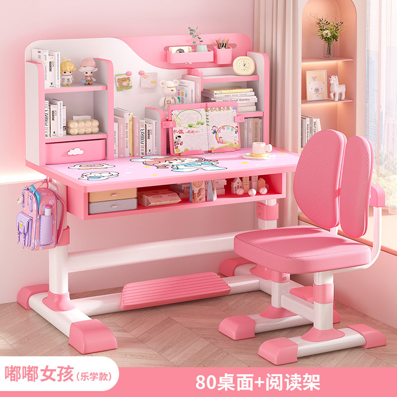 Children's study table Household primary school students Writing homework desk Simple children's desks and chairs Lifting table set