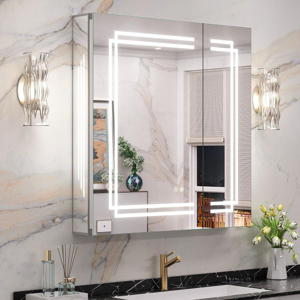 Mirror cabinet hotel engineering bathroom bathroom wall-mounted through-roof storage full-length mirror cabinet intelligent makeup mirror anti-fog with light