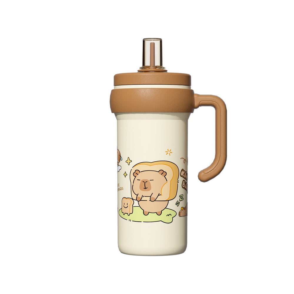 Capybara 316 stainless steel straw insulated tumbler - stylish design for women, perfect for office coffee and outdoor use