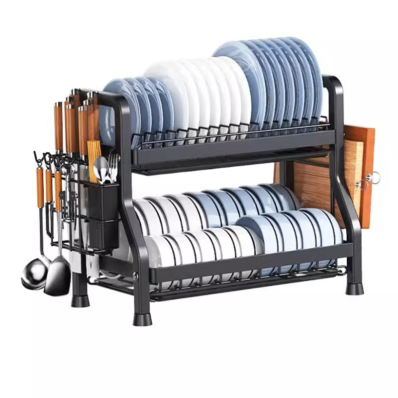Storage Kitchen Dish Rack Household Dishware Dish Bowl Integrated Storage Rack Countertop Multifunctional Stainless Steel Drain Rack