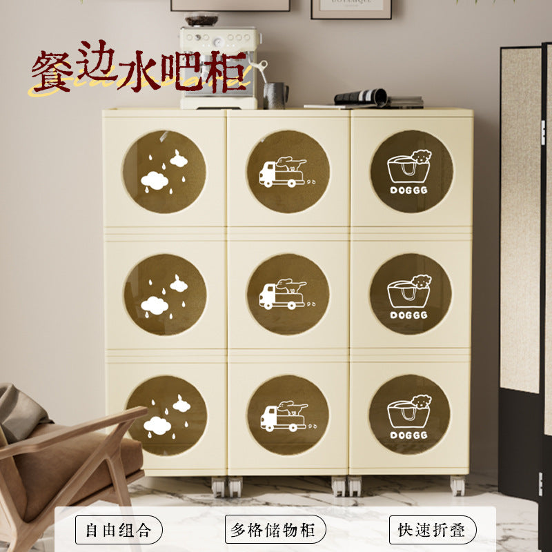 Multi-layer folding storage cabinet Large capacity household storage Simple storage box Bedroom living room sundries sorting rack