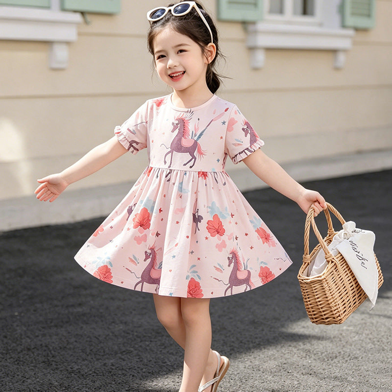 Girls' summer dress: new short-sleeve sweet & stylish princess dress for baby girls, toddler & little girl summer collection