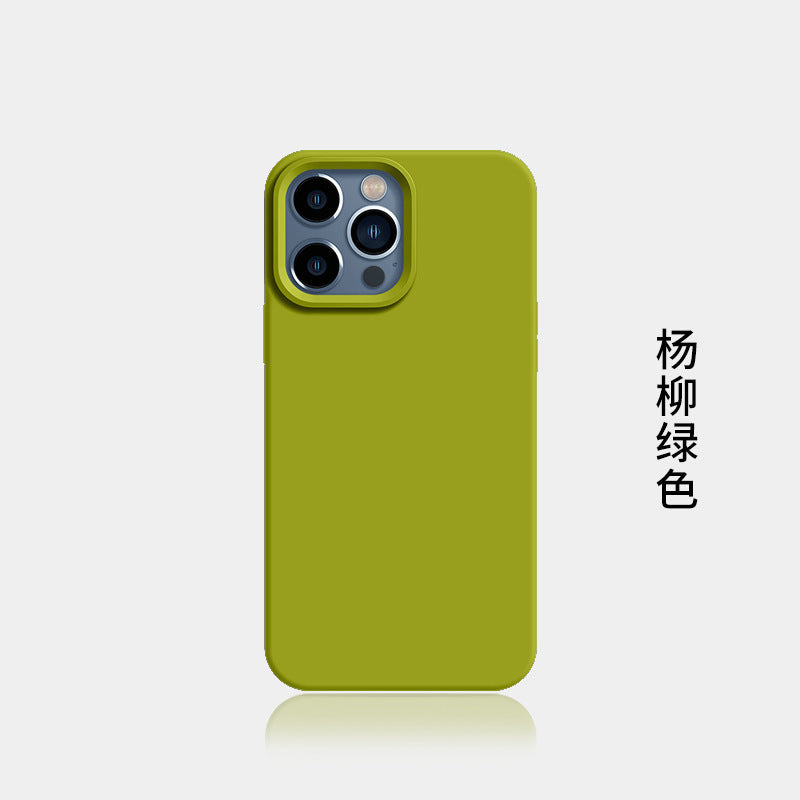 Suitable for iphone16pro liquid silicone mobile phone case new arrival apple 15 large hole all-inclusive 2 pure color protective cover soft