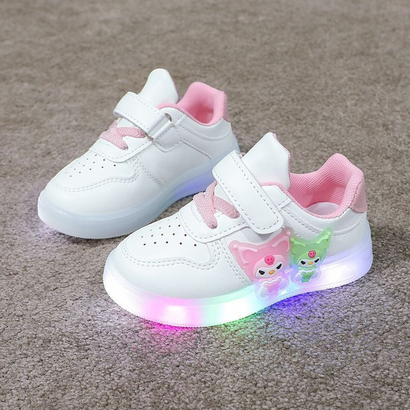 girls' light-up sneakers - mesh casual shoes, kids' running shoes, led light-up shoes