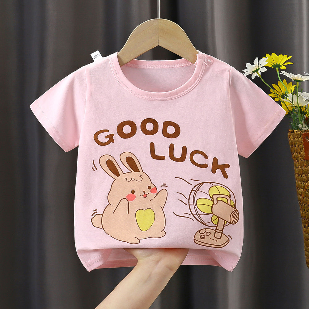 Kids' summer : pure cotton t-shirts for boys and girls - boys' tops, girls' crew neck short-sleeve tees, baby cartoon short-sleeves