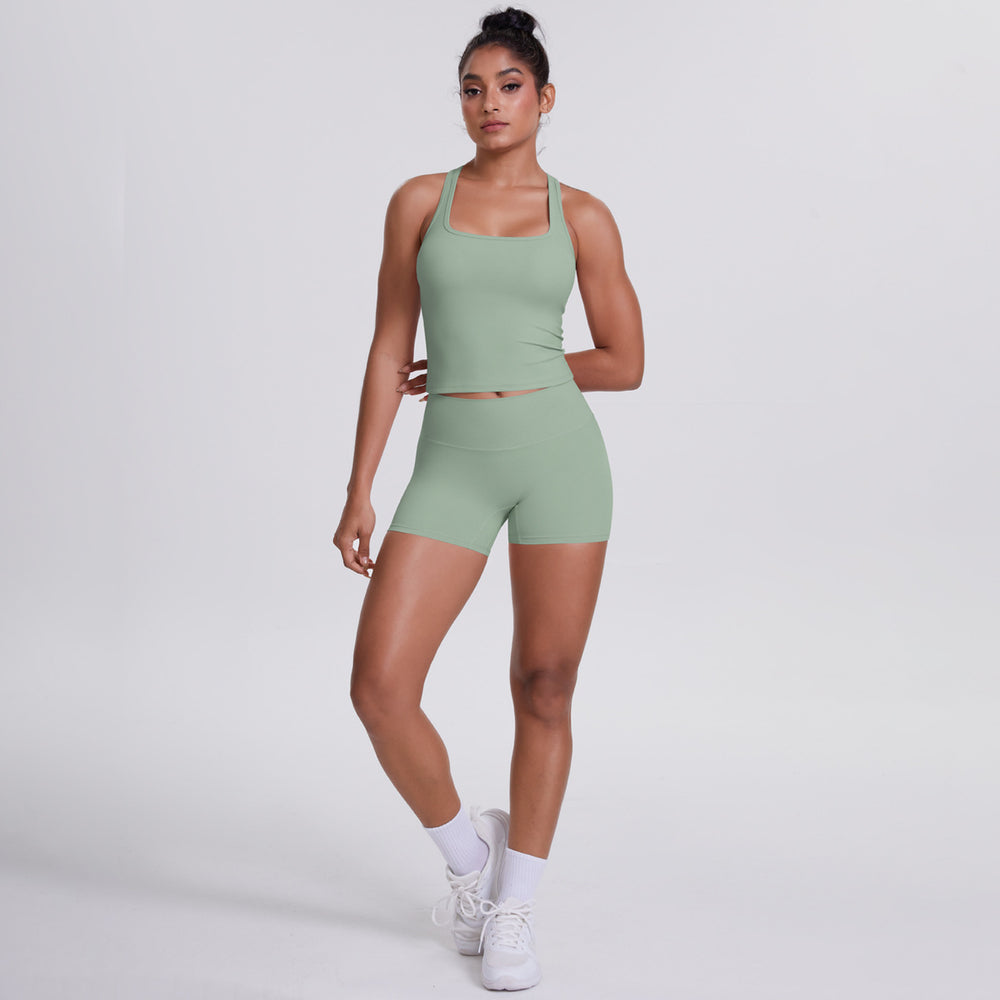 Cloud-feel brushed outdoor casual running yoga clothes, quick-drying, beautiful back, hip-lifting, tight shorts, sports and fitness clothes suit