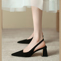 2025 summer new sexy fashion versatile pointed toe chunky heel sandals open side slip-on export high heel sandals for women