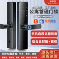 Semi-automatic fingerprint lock wooden door smart lock apartment rental house door electronic lock one grip open tuya remote lock in stock