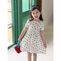 【matching family outfits】girls' cotton silk floral dress - princess style, stylish print, and puff sleeve skirt