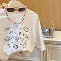 New arrivalkidsspring & fallcute lazy cartoon kitten long sleeves bottom sweatshirt baby girl casuallong sleeves t-shirt children's clothing