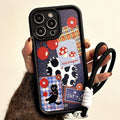 Gaozhu is suitable for apple 16promax cowboy cat splicing mobile phone case iphone11/15pro lanyard protective cover