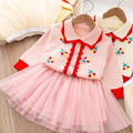 Kids' fall/winter sweater dress set - new korean style knitted sweater top and skirt two-piece outfit for toddlers and young children