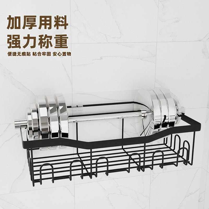 Cross-border non-punching bathroom storage rack set, bathroom wrought iron wall rack, washing and storage