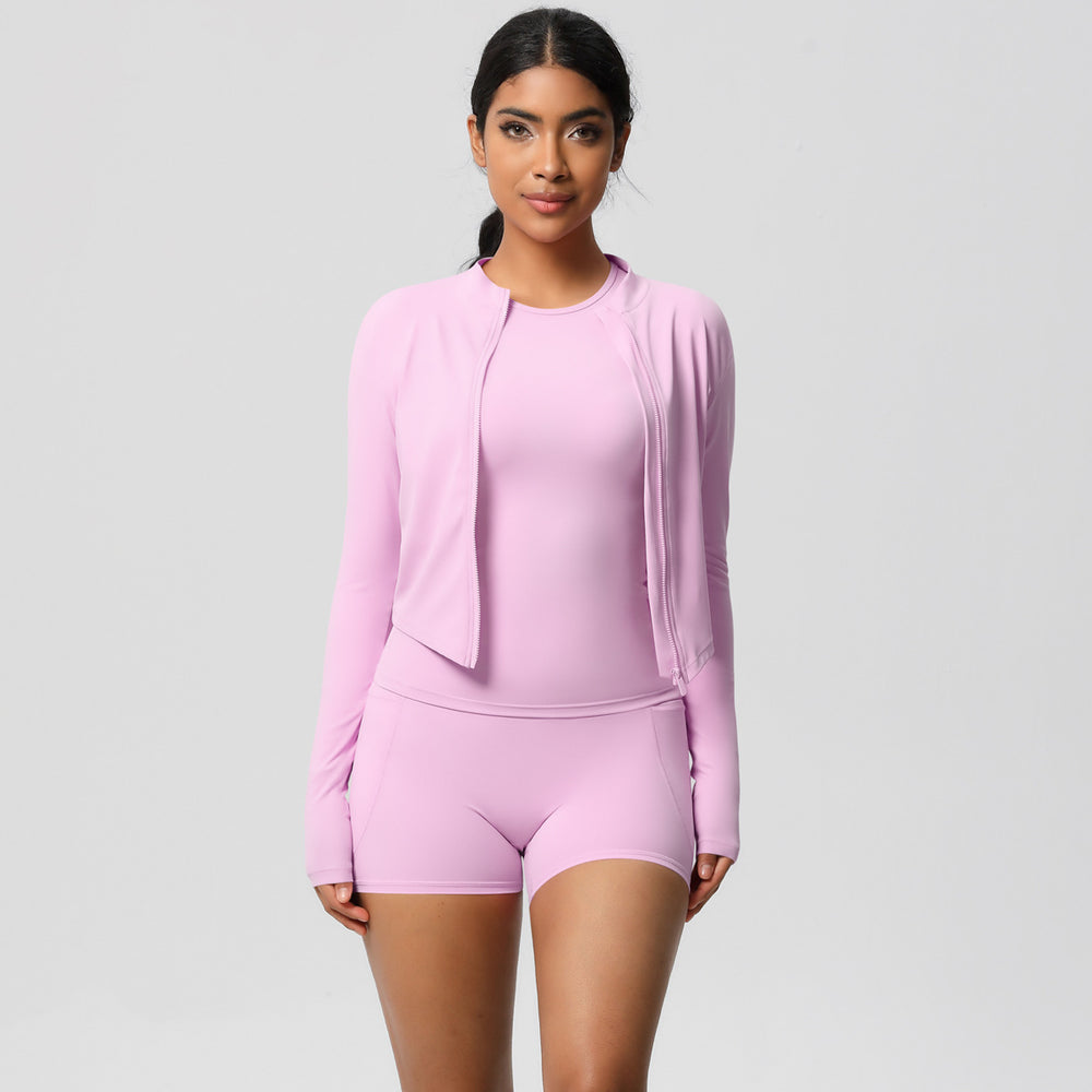 European and american new cloud-feel quick-dry yoga outfit: tight-fitting, butt-lifting pocket shorts sports set - outdoor fitness three-piece set