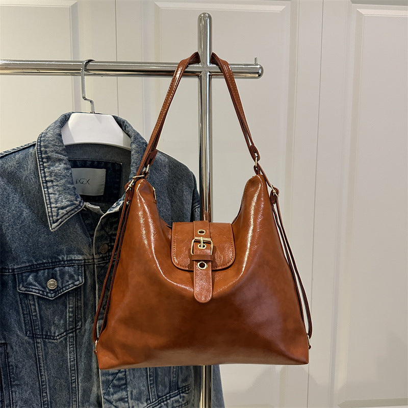 Simple retro large-capacity bag women's 2025 spring new shoulder bag fashion trend foreign commuter tote bag