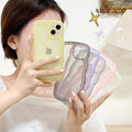 Suitable for apple 17 large wave mobile phone case iphone16ins style simple soft case xr anti-fall transparent protective cover