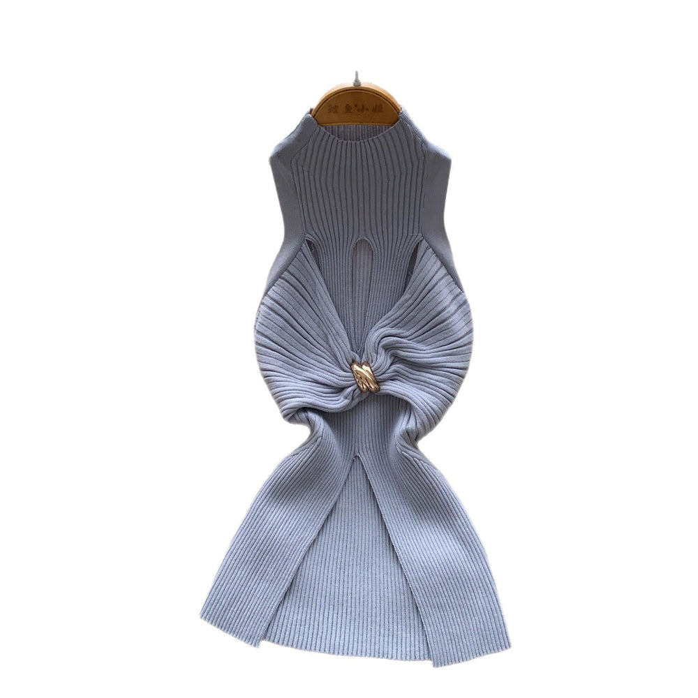 Accessible luxury thousand gold style classy sleeveless knitting vest women's summer metal twist design chic hot girl tops trendy