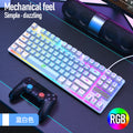 Leikui k87 wired keyboard - 87-key mechanical feel rainbow switch backlit keyboard with floating keycaps for gaming