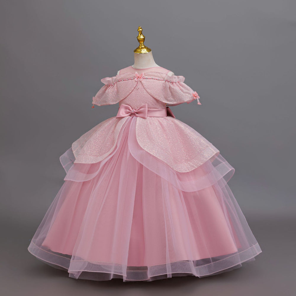Export ready-made children's dress sequin flower wedding dress princess dress girl piano performance dress girl dress