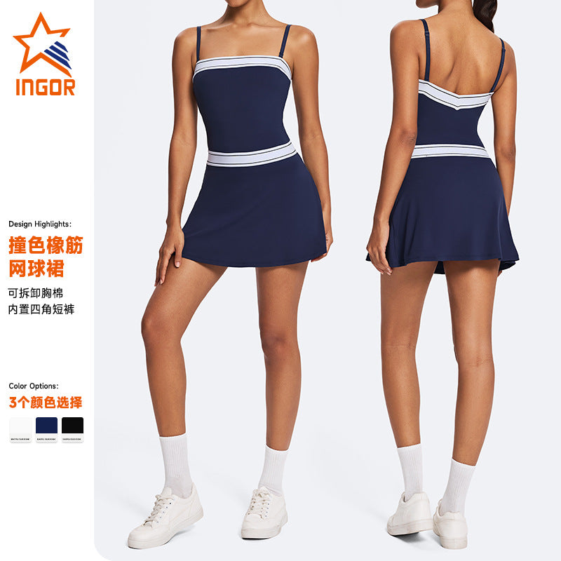 Jinke new arrivalfake two-piece fashion sports skirt suitoutwear outdoor golf tennis skirt running yoga wear for women