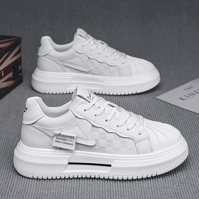 Shell toe white shoes men's hidden heel spring new arrivalstylishfashion sports casual trendy shoes easiest for matchthick sole sneakers