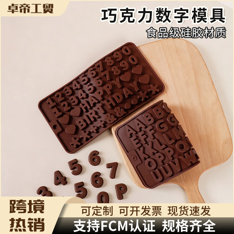 hot-selling number & letter chocolate silicone mold fondant mold - home diy baking dessert cookie mold