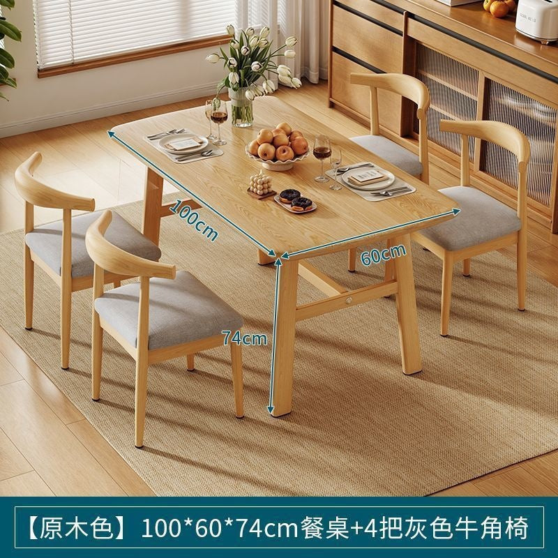 Dining table and chair combination small apartment for home rectangular table and chair commercial breakfast shop dining table and chair fast food restaurant iron horn chair