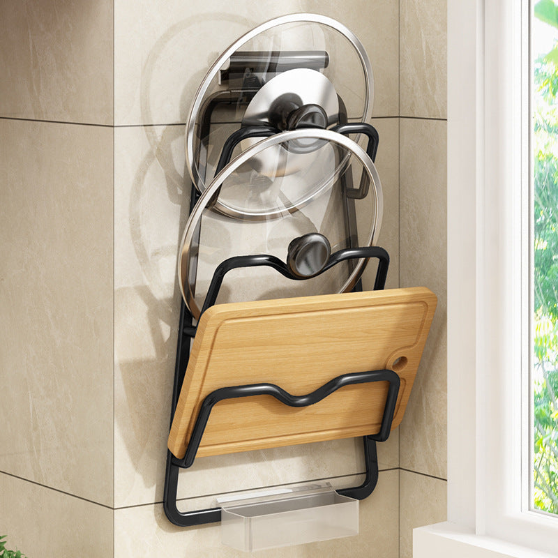 Pot lid rack Wall-mounted non-punching kitchen rack Multifunctional household storage rack Cutting board rack Multilayer cutting board rack