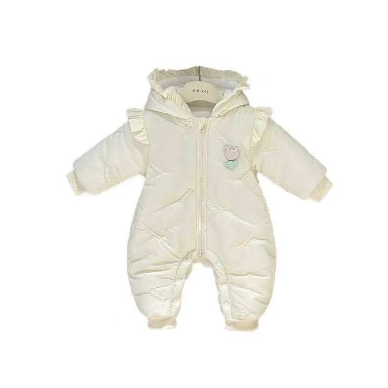 Baby clothes winter newborn onesie baby girl romper fleece-lined quilted winter outwear jumpsuit cotton coat