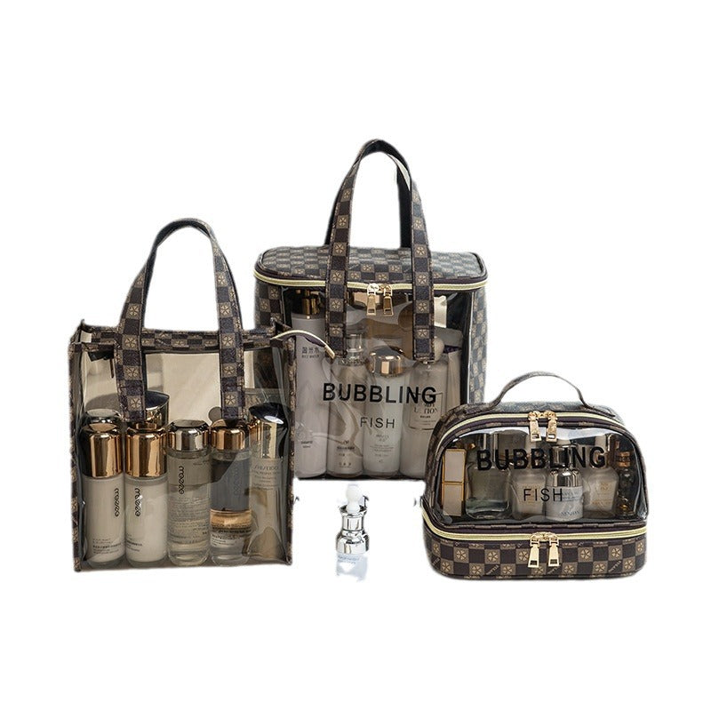 Yulang Portable Transparent Cosmetic Bag Wash Bag Travel Storage Large Capacity Cosmetics Storage Bag Waterproof Beach Bag