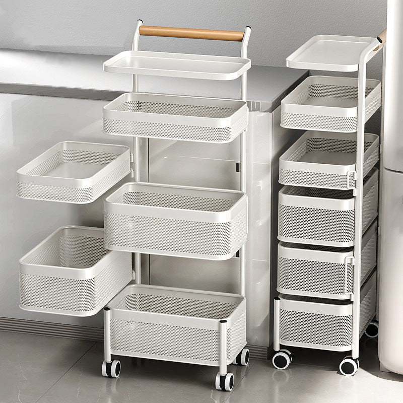 Kitchen trolley storage rack - multi-tier, space-saving, mobile, multi-functional organizer for fruits, vegetables, snacks, and general storage