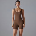Fashion nude sports beautiful back yoga clothes all-in-one v-shaped back waist hip lifting jumpsuit running fitness jumpsuit