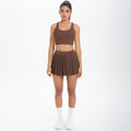 Cloud-feel quick-dry breathable anti-exposure undershirt tennis pleated skirt sports bra set for women's running, fitness, and yoga