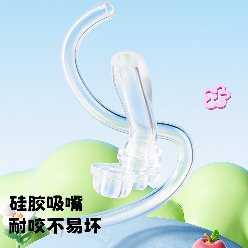 High-value double-drink tumbler: cute cartoon portable 316 stainless steel kids' water bottle with two spouts